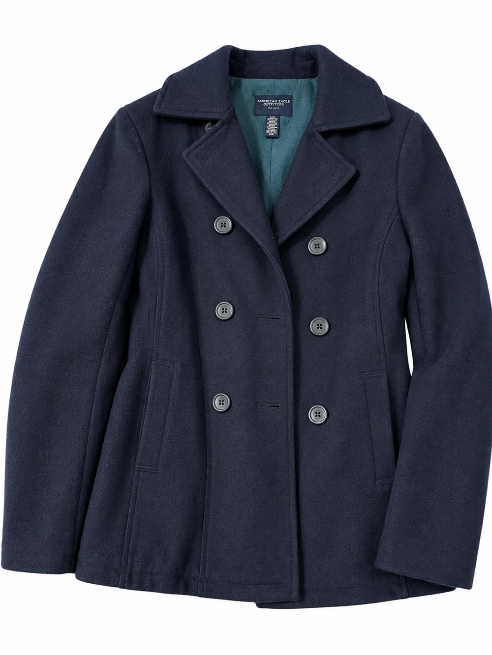 American Eagle Outfitters Navy Double-Breasted Pea Coat